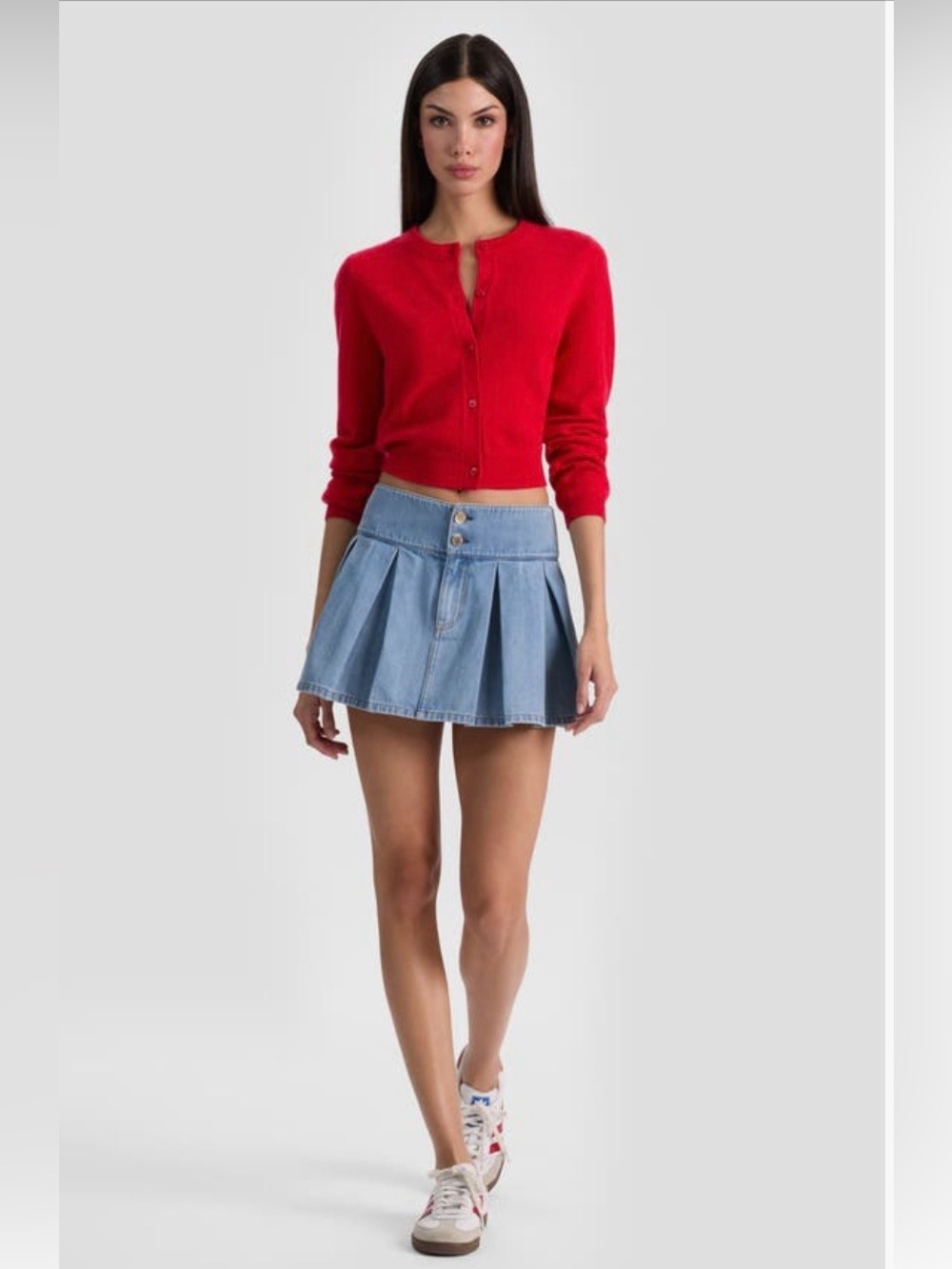 Alice + Olivia Amy Pleated Denim Miniskirt